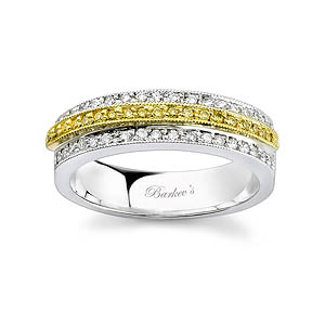 Two Tone Band With White and Yellow Diamonds