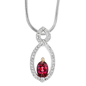 Two tone diamond and rubellite pendant