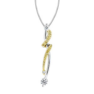 Two tone white and yellow gold pendant with white and yellow diamonds