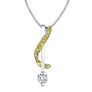 Two tone white and yellow gold pendant with yellow diamonds