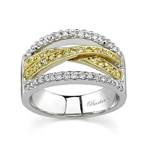 Two Tone Band With White and Yellow Diamonds