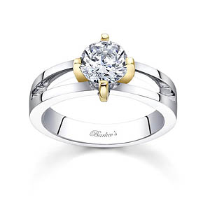 White and Yellow Gold Solitaire Engagement Ring