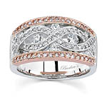 White and Rose Gold Diamond Band