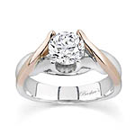 White and Rose Gold Solitaire Ring