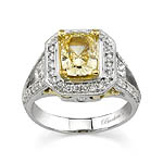 Halo Engagement Ring With White and Yellow Diamonds