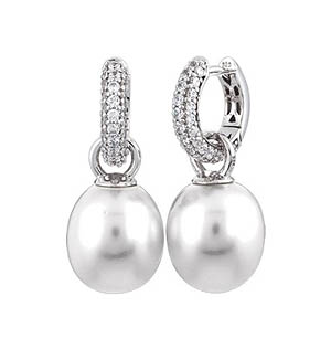 Pearl Hoops White Earrings