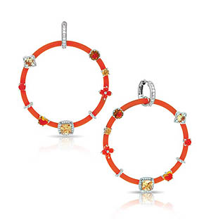Constellations: Ellipse Side Hoops Orange Earrings