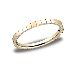 This unique 2mm carved band features a high polished square design.
