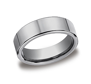 This cool 7mm Tungsten band features a comfort-fit on the inside and a flat exterior for a more traditional look.
