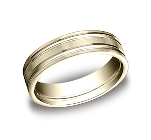 This incredible 6mm comfort-fit satin-finished carved design band features two high polished parallel center grooves for a continuous flow of style.