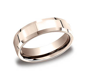 This stylish 6mm comfort-fit high polished carved design band features a slight beveled edge for a classic look.
