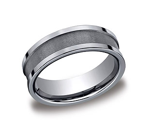 This cool satin-finished 7mm Tungsten band features a comfort-fit on the inside and a high-polished flat edge.