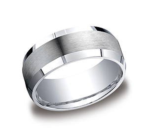 This elegant Argentium Silver 9mm comfort-fit band features a satin-finished center and high polished beveled edges that is the perfect balance of style and class.