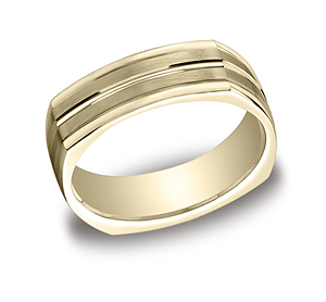 This incredible 7mm comfort-fit four-sided band features a satin-finished center with high polished center cut and rounded edges.