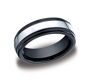 This awesome 7mm comfort-fit Tungsten band features a high-polished finish with round ceramic edges.