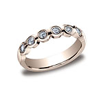 This unique 4mm burnish set high polished channel diamond band features a scallop-shaped design with 6 rou...