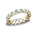 This unique 4mm burnish set high polished diamond eternity band features a scallop-shaped design with 16 r...