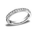 This elegant Platinum 3mm channel set eternity band features 36 round ideal-cut diamonds along the center ...