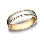 This incredible two-toned 6mm comfort-fit high polished carved design band features 14kw along the center w...