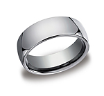 This cool 8mm Tungsten band features a comfort-fit on the inside and resembles a more traditional look.