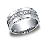 This unique Argentium Silver 10mm comfort-fit satin-finished band features a "x- pattern" desi...