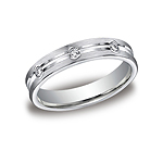 This beautiful Palladium 4mm comfort-fit bezel set diamond eternity band features a satin-finished and high...