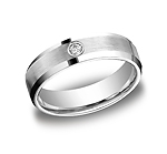 This stylish Palladium 6mm comfort-fit bezel set diamond band features a satin-finished center and a single...