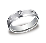 This gorgeous Palladium 6mm comfort-fit beveled bezel set diamond eternity band features a satin-finished a...