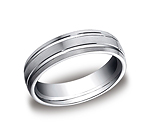 This incredible Palladium 6mm comfort-fit carved design band features a satin-finished with two high polish...