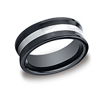 This Ceramic 8mm comfort-fit satin-finished band features a large concave with a silver inlay for a beauti...
