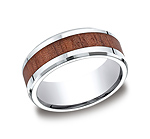 This awesome 8mm high-polished comfort-fit Cobalt band features a wood grain inlay and beveled edges.