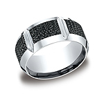 This cool high-polished 10mm Cobalt band features a blackened hammered texture as well as horizontal cuts a...
