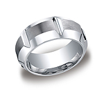 This unique Cobalt 10mm comfort-fit satin-finished band features high polished horizontal grooves and a hig...