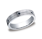 This beautiful Argentium Silver 5mm comfort-fit pave set band features a satin-finished center with six ro...
