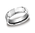 This stylish Platinum 6mm comfort-fit high polished carved design band features a slight beveled edge for ...