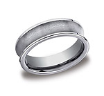 This awesome 7mm concaved Tungsten band features a satin-finished center with polished edges and a comfort-...