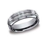 This satin-finished 7mm comfort-fit Tungsten band features a high polished center cut and beveled edges for...