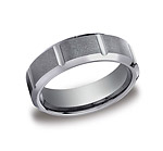 This 7mm comfort-fit satin-finished Tungsten band features strong vertical grooves along the center for a ...