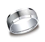 This elegant Argentium Silver 9mm comfort-fit band features a satin-finished center and high polished bevel...