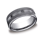 This incredible satin-finished 7mm comfort-fit Tungsten band features three round ideal-cut black diamonds ...