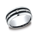 This awesome 9mm comfort-fit Cobalt band features a modern design with bevels edges and 3 round ideal-cut...