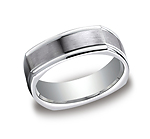This unique 7mm comfort-fit band features a four-sided design with a wide satin-finished center and polishe...