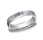 This remarkable Palladium 4mm comfort-fit bezel set eternity band features a satin-finished and 8 round ide...