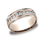 This beautiful 8mm comfort-fit channel set eternity diamond band features a strong high polished round edge...