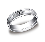 This incredible Palladium 6mm comfort-fit satin-finished carved design band features a high polished round ...