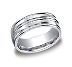 This unique Cobalt 8mm comfort-fit satin-finished band features a high polished center trim and rounded ed...