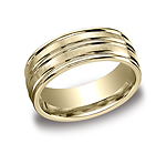 This incredible 8mm comfort-fit satin-finished carved design band features a high polished round edge and ce...