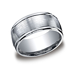 This classic Argentium Silver 10mm comfort-fit band features a satin-finished center and high polished rou...