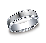 This classic Argentium Silver 7mm comfort-fit band features a satin-finished center and high polished roun...