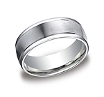 This popular 8mm comfort-fit carved design band features a satin-finished surface with a high polished roun...